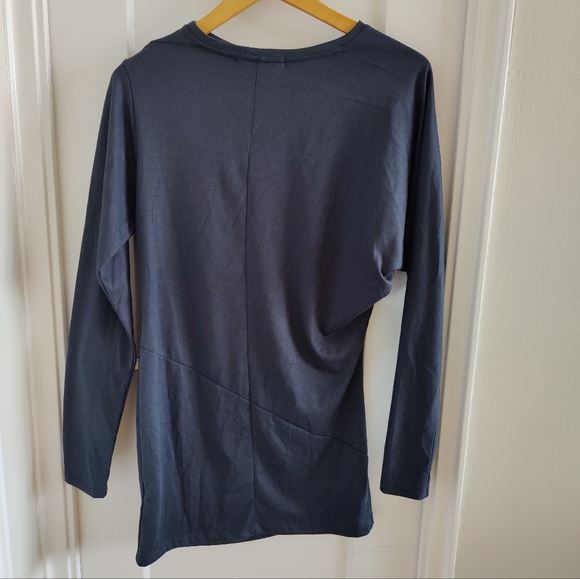 Kai-aakmann Navy Knit Tunic Dress Asymmetrical Shoulder Size M | Korean Designer - Picture 2 of 4